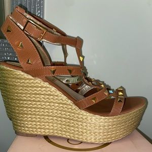 Tan Wedge Heel Sandals